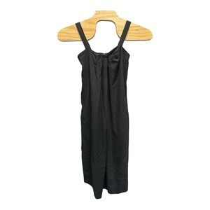 Vince High Low Dress Women size 6 Black Linen Blend Midi Sleeveless Pockets